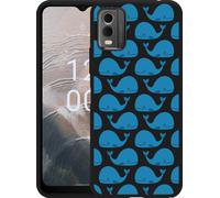 Cazy Housse noire Compatible avec Nokia C32 Baleines