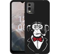 Cazy Housse noire Compatible avec Nokia C32 Chimpanzé-Smoking