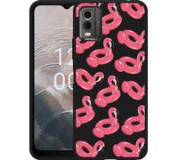 Cazy Housse noire Compatible avec Nokia C32 Flamants roses gonflables