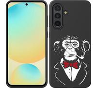 Cazy Housse noire Compatible avec Samsung Galaxy A26 smoking chimpanzé