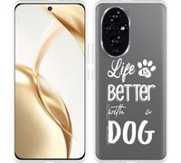 Cazy Housse pour Honor 200 Housse en silicone - Life Is Better With a Dog - Blanc