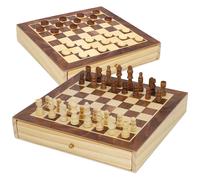 Cb Games Wooden Chess + Checkers Board Game Doré 30 x 30 cm Enfants