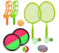 CB Toys - 49543 - Jouets de plage pour enfants - Avec 2 raquettes badminton, 2 volants, 2 lanceurs, 2 balles, 1 ballon de rugby souple, 2 disques de paddle | à partir de 3 ans