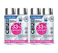 CB12 - Bain de bouche White Dents plus blanches 12 heures d’haleine fraîche Sans alcool Arôme léger menthe poivrée Flacons Lot 2x250 ml De Bouche 2x500