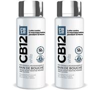 CB12 - Bain de bouche White Dents plus blanches 12 heures d’haleine fraîche Sans alcool Arôme léger menthe poivrée Flacon 250 ml De Bouche 2x250