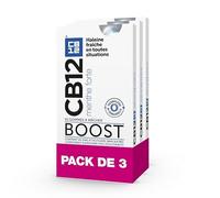 CB12 - Boost - Gomme à mâcher haleine fraîche - Menthe forte sans sucres - Contient zinc & fluorure - Prévient la mauvaise haleine - Fraîcheur instantanée - Lot de 3x10 chewing-gum