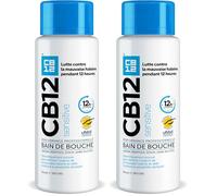 CB12 - Sensitive - Bain de bouche - Lutte contre la mauvaise haleine pendant 12 heures - Dents sensibles - Sans alcool - Arôme menthe légère - 250 ml (Lot de 2)