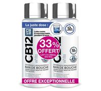 CB12 White Bain de bouche dents blanches 12h d’haleine fraîche - Lot 2x250 ml