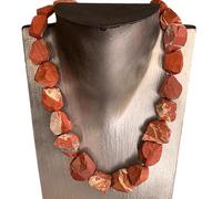 CBAM Collier artisanal en jaspe rouge pierre naturelle art design unisexe D 25 cm