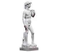 CBAM David di Michelangelo Sculpture en marbre avec base en albâtre différentes tailles, 25 cm, blanc