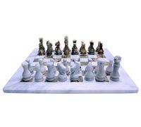 CBAM Échiquier en Marbre Blanc et Onyx Vert - Chess Set Chessboard 40 cm - 2 Joueurs - Âge 0+
