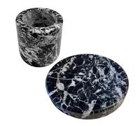 CBAM Ensemble en marbre noir Aquitaine verre décor art sculpture design H 10 cm avec assiette Ø 12 cm
