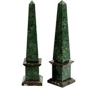 CBAM Obélisque Classique Marbre Vert Alpes et Noir Fossile Made in Italy Home Design H 25 cm