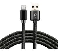 Cbb-2Mb Câble Micro Usb En Nylon Pour Charge Rapide Jusqu'À 2,4 A 200 Cm Noir