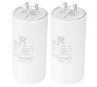 CBB60 60uF Condensateur de Démarrage, 2Pcs AC 450V 4 Broches 50/60Hz Double Insertion Cylindre Fond pour Climatisation, Pompe à Eau, Moteur de Ventilateur Étoile 105 x 50mm