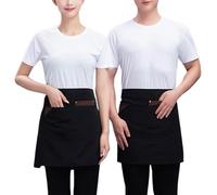 CBBEONRN 2 Pièces Tablier Serveur Court Tablier Taille avec Poches Cuisine Demi pour Restaurants, Cafés, BarsBlack,One Size