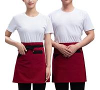 CBBEONRN 2 Pièces Tablier Serveur Court Tablier Taille avec Poches Cuisine Demi pour Restaurants, Cafés, BarsRed,One Size