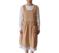 CBBEONRN Tablier Japonais Femme Grande Taille Tablier Nettoyage avec Poches Tabliers De Cuisine pour La Cuisine, La Pâtisserie Et Le Jardinage Brown,One Size