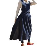 CBBEONRN Tabliers Femmes Style Japonais Couleur Unie Coton Vintage Tablier De Cuisine avec 2 Poches pour Chef Jardinage Fleuriste Patisserie Café Cuisson Blue,One Size