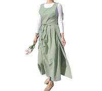 CBBEONRN Tabliers Femmes Style Japonais Couleur Unie Coton Vintage Tablier De Cuisine avec 2 Poches pour Chef Jardinage Fleuriste Patisserie Café Cuisson Green,One Size