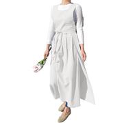 CBBEONRN Tabliers Femmes Style Japonais Couleur Unie Coton Vintage Tablier De Cuisine avec 2 Poches pour Chef Jardinage Fleuriste Patisserie Café Cuisson White,One Size