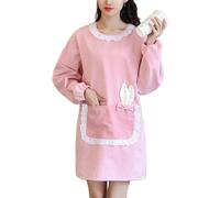 CBBEONRN Universal Tabliers De Cuisine pour Femme Adultes, Filles Manches Longues Tabliers avec Poches pour La Maison, La Cuisine, Le Jardin, Le Restaurant Pink,One Size