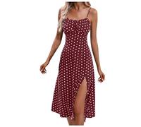 Cbebvwl Robe Femme Chic Et Elegant Ample Sexy Vêtements pour Mariage Invité Grande Taille Été Fluide Paillette Rayée Longue Fleurie Bohème Coton Ronde Tenue De Ceremonie Ado Fond A-Pastèque Rouge XL