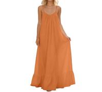 Cbebvwl Robe Femme Chic Et Elegant Boheme De Ceremonie Lin Été Soiree Tunique Mariage Mere La Mariee Bal Promo Jupe D'été a Paillette Portefeuille en Coton Longue Fleurie Année 50 Courte Orange L