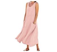 Cbebvwl Robe Femme Chic Et Elegant De Plage Coton Lin Boheme Africaine Fond Été Fluide Ete Mi Longue Nuit D'été À Motif Ajouré Fête Chemise Bal Promo Ado Gala Bohème Grande Taille Rose-A 5XL