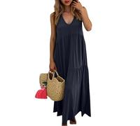 Cbebvwl Robe Femme Chic Et Elegant Lin a Spaggetic Ceremonie Mariage Verte Plage D'été Vintage Longue Sexy Paillette Robes Fluide Soiree Grande Taille Femmes Qui Cache Le Ventre Bleu foncé 4XL