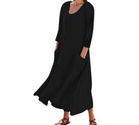 Cbebvwl Robe Femme Chic Et Elegant sans Bretelles Taille Empire De Témoin Mariage Maillot Bain Boheme Trapeze Bal Promo Ado Ete Fluide Noir Longue Plage D'été Manches Longues Fendue Été B-Le Noir L