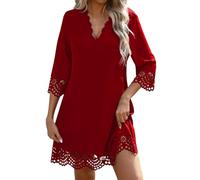 Cbebvwl Robe Femme Chic Et Elegant Terracotta Grande Taille Été Verte Mariage Ete Coton Lin en Jaune Empire Vert d'eau Housse Longue pour Ceremonie Moulante Bal c-Rouge M