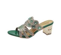 Cbebvwl Sandales Femme Été Confortable Pantoufles Sandale Compensee Heels Mules Compensées Plateforme Strass Et Femmes Mode Chaussures Orthopédiques Women's Sandals À Pour Respirantes 3-Vert Size 35