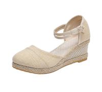 Cbebvwl Sandales Femme Femmes Heels Mules Compensees D'été Chic, Élégantes Été Confortable Compensées Sandale Blanche Et Nu-Pieds Florals Chaussure D Ete Espadrilles Bohémiennes Pour