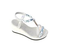 Cbebvwl Sandales Femme Orthopédiques Compensées Été Mule Slingback Bout Ouvert Strass Soirée Extérieur Confortable Sandale a Talon De Marche Mules Cuir Florals Chaussure Compensee Mariage Plateforme