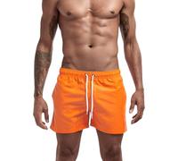 Cbebvwl Short De Bain Homme Boxer Maillots Maillot Piscine Long Bermuda Bains Séchage Rapide Caleçon Noir avec Poches Étanche Filet Orange-g XL