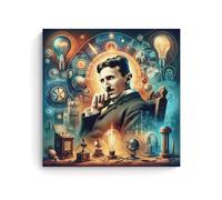 CBEJFGTX Inventor Nikola Tesla Fan Artistic Photos Art mural Impression d'image moderne Décoration de chambre familiale 60 x 60 cm