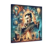 CBEJFGTX Inventor Nikola Tesla Fan Artistic Photos murales Impression d'image moderne Décoration de chambre familiale 70 x 70 cm