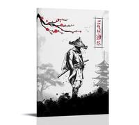 CBEJFGTX Samouraï Japonais Black & White Fan Art mural Impression photo moderne Décoration de chambre familiale 60 x 90 cm