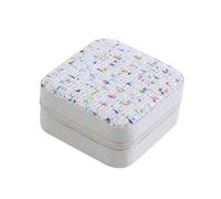 CBFGGOEUDFBS Boîte à Bijoux de Voyage carrée en Cuir PU, Petit Organisateur de Bijoux, Cadeau for Femme(White1)