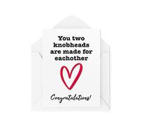 CBH189 Cartes de mariage amusantes avec inscription « You 2 Knobheads Are Made for Eachother »