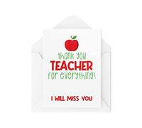 CBH956 Cartes d'école | Thank You Teacher For Everything | Étudiants primaire lycée blague cadeau de départ en classe