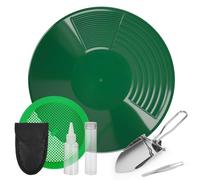 Cbilzxer Kit Orpaillage, 38.5cm Batee Orpaillage, Gold Pan Kit, Rampe Orpaillage,avec Tamis, Kit de Panorama en Plastique pour Orpaillage, Pour Chercheur d'Or Débutant et Expérimenté (Vert)