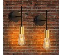 CBJKTX 2ER Applique Murale Intérieure Lampe Murale Vintage - E27 | Industrielle 1 Flamme Éclairage Murale Noir Lampe de Couloir Rétro Métal Spot Mur pour Couloir Escalier Chambre Sans Ampoule