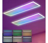 CBJKTX 2ER LED Panel 100x25 Deckenleuchte Deckenpanel Dimmbar Lang | Tageslichtlampe GRB Backlight Farbwechsel Bürolampe Flach Büro 24W Deckenlampe für Werkstatt Flur Küche Wohnzimmer
