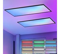 CBJKTX 2ER LED Panel 100x25 Deckenleuchte Dimmbar Deckenpanel RGB | Farbwechsel Lang Deckenlampe Flach mit Fernbedienung Groß 24W Schwarz Rechteckig Bürolampe Decke für Büro Wohnzimmer