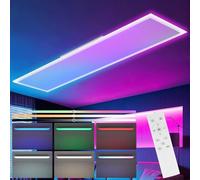 CBJKTX LED Panel 120x30 Dimmable - Plafonnier Long Luminaire de Plafond Plat RGB Changement de Couleur Bureau avec Télécommande Lampe de Bureau 36W Luminaire de Plafond pour Salon Salle à Manger
