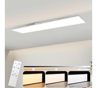 CBJKTX LED Panel Plafonnier Dimmable Plafonnier - 100x25 cm Plat Long Plafonnier avec Télécommande Grande Lampe de Salon Blanc 24W Lampe de Bureau pour Bureau Atelier Cuisine Bureau Garage