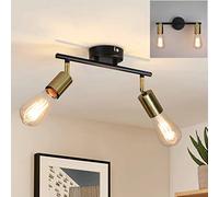 CBJKTX plafonnier 2 flammes spots de plafond vintage I E27 noir et or lampe