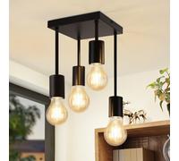 CBJKTX Plafonnier Vintage Noir - 4 Flammes E27 Lampe de cuisine Rétro Métal Suspendu Plafonnier Industriel pour cuisine couloir chambre salon bar (sans ampoules)